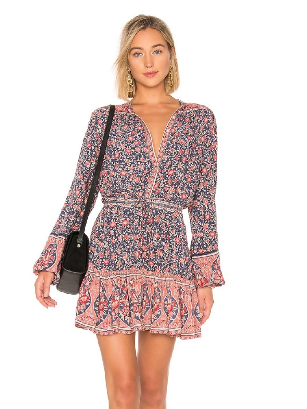 SPELL & THE GYPSY Jasmine Floral Tie-Waist Long-Sleeve Mini Dress ♥️♥️